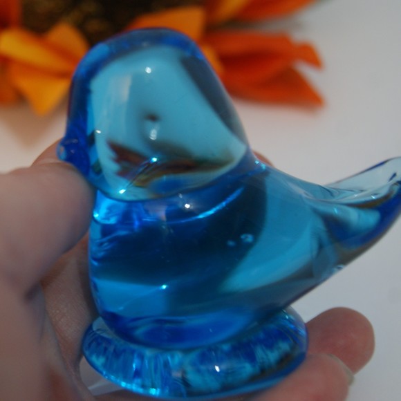 VTG Blue Bird of Happiness Signed Ron Ray 1992 Beautiful Glass Art Paperweight - Picture 9 of 12